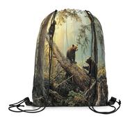 Mochila Deportiva Cuerdas Oso Animal Salvaje Ajustable Bolsa De Gimnasio Unisex Bolsa De Deporte Gimnasia para Escuela Playa Acampada 39X46Cm