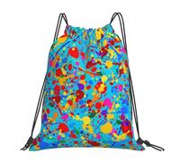 Mochila Deportiva Cuerdas Salpicaduras De Neón Que Brillan En La Oscuridad Resisten Mochila Gimnasio Cuerdas Gran Capacidadte Bolsa Cordón para Escuela Natación Viaje 39X46Cm