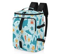Mochila deportiva de animales marinos con delfines para hombres y mujeres, bolsa de fin de semana con compartimento para zapatos, bolsa de noche de 47.5 L para deportes, gimnasio, viajes, color,