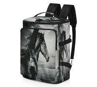 Mochila deportiva de caballo corriendo blanco y negro para hombres y mujeres, bolsa de fin de semana con compartimento para zapatos, bolsa de noche de 47.5 L para deportes, gimnasio, viajes, color,