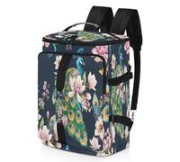 Mochila deportiva de pavo real con diseño de pájaro floral para hombres y mujeres, bolsa de fin de semana de pavo real con compartimento para zapatos, bolsa de noche de 47.5 L para deportes, gimnasio,