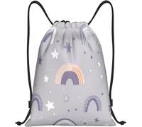 Mochila Deportiva Fondo con Patrón De Estrellas Arcoíris Pastel Mochila De Cuerdas Durable Bolsas De Gimnasia Unisex Bolsas De Cuerdas para Gimnasia Deporte Tiempo Libre 36X42Cm
