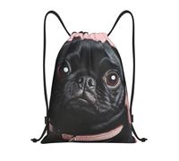 Mochila Deportiva Lindo Patrón De Pug Negro Bolsas De Gimnasia Unisex Bolsas De Cuerdas Deportiva Mochila De Cuerdas para Viajar Gimnasio Tiempo Libre 36X42Cm