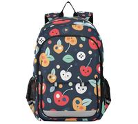 Mochila deportiva para niños de 8 a 12 años: bolsas de libros ajustables para estudiantes en varios colores, bonitos motivos de botones de cerezas en forma de corazón