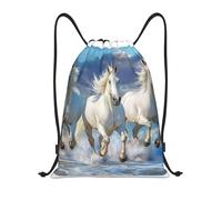 Mochila Deportiva Patrón De Caballos Blancos Mochila De Cuerdas Durable Bolsas De Cuerdas Deportiva Bolsas De Gimnasia para Viajar Playa Yoga 36X42Cm