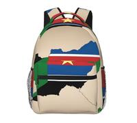 Mochila diaria informal con mapa de la bandera de Sudán del Sur con estampado de estrellas amarillas, 20 x 29 x 40 cm, mochila básica duradera para viajes y vacaciones, mochila clásica