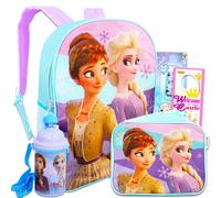 Mochila Disney Frozen Anna y Elsa, juego de tiles escolares para ni as ~ Paquete con bolsa escolar Frozen de 16 "", bolsa de almuerzo, botella de