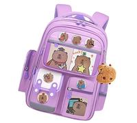 Mochila divertida, con diseño de animales de dibujos animados con gran capacidad y diseño impermeable, organizador ligero de suministros escolares para niños, libros, papelería y uso diario en el aula