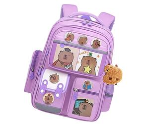 Mochila divertida, con diseño de animales de dibujos animados con gran capacidad y diseño impermeable, organizador ligero de suministros escolares para niños, libros, papelería y uso diario en el aula