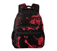 Mochila divertida Impresión 3D Deportes al aire libre Senderismo Mochila escolar Classic Horror Blood Splatter Black Red, Mochila ligera antirrobo para computadora portátil con bolsillos de malla par