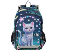 Mochila ecológica para niños de 8 a 12 años: mochila de gran capacidad para niños y niñas de sexto grado en varios colores. Lindo gato de lentejuelas falsas de dibujos animados