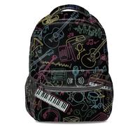 Mochila escolar 3D de dibujos animados de neón con diseño de rapsodia musical de 16 pulgadas, mochila escolar informal para niños, Color5, L
