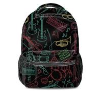 Mochila escolar 3D de dibujos animados de neón con diseño de rapsodia musical de 16 pulgadas, mochila escolar informal para niños, Color4, L