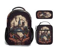 Mochila escolar 3D de Harry Potter, lonchera, estuche para lápices, mochila escolar de mago, mochila