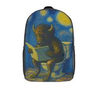 Mochila escolar 3D impresa "Golden Bonds of Ragnarok" - Mochila escolar de gran capacidad para niños, estudiantes y adultos, Buffalo Reading On Toilet, Starry Night, 17"