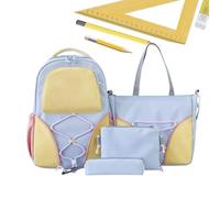 Mochila escolar, 4 unidades, mochilas escolares, mochila de gran volumen con estuche para viajes cortos, adolescentes, universidad, libros de texto diarios, papelería, lecciones, azul, Siehe