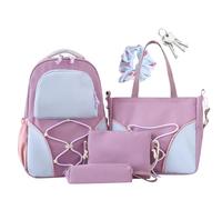 Mochila escolar - 4 unidades mochilas escolares, mochila grande con estuche, bolsa de viaje para útiles escolares, compras, libros de texto, aprendizaje social, adolescente, multicolor, Purple