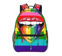 Mochila Escolar Bandera Del Orgullo Gay Arcoíris Lgbt Hay Amor En La Lengua Mochila Hombre Multifuncional Clásica Bolsa De Viaje, Para Ordenador Portátil, Actividades, Business