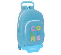 Safta BENETTON SPRING - Mochila Escolar Grande con Carro 905, Ideal para Niños de Diferentes Edades, Cómoda y Versátil, Calidad y Resistencia, 32x13.5x44 cm, Color Celeste