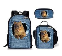 Mochila escolar, bolsa de almuerzo, caja de lápices, mochila 3 juegos para niños, estudiantes, niños, escuela, gato 3, M, animal, Talla única, Mochilas Daypack