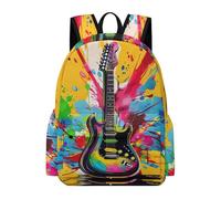 Mochila Escolar Cantante Amante de la Música Escolares para Niñas y Niños Mochila Colegio Patrón Guitarra 8 Años Mochilas Escolares Impermeables, School Bag para Excursión Paseo y Vuelta al Cole