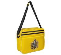 Mochila Escolar Carterona de Harry Potter - Color Amarillo - 33x28x15 cm - 100% PVC - Con Asa Tipo Bandolera y Cierre de Cremallera - Estampado de Hufflepuff - Producto Original Diseñado en España