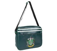 Mochila Escolar Carterona de Harry Potter - Color Verde - 33x28x15 cm - 100% PVC - Con Asa Tipo Bandolera y Cierre de Cremallera - Estampado de Slytherin - Producto Original Diseñado en España