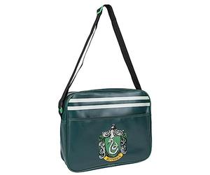 Mochila Escolar Carterona de Harry Potter - Color Verde - 33x28x15 cm - 100% PVC - Con Asa Tipo Bandolera y Cierre de Cremallera - Estampado de Slytherin - Producto Original Diseñado en España