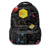 Mochila escolar colorida con diseño geométrico de fórmulas matemáticas, mochila escolar para estudiantes para niños y niñas, divertida mochila escolar con temática científica, Color3., L