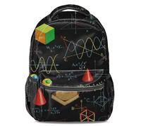 Mochila escolar colorida con diseño geométrico de fórmulas matemáticas, mochila escolar para estudiantes para niños y niñas, divertida mochila escolar con temática científica, Color4, L