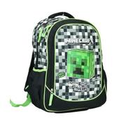 Mochila escolar compatible con Minecraft Pixel Crafting Since Alpha redonda 3 compartimentos cremallera para niños primaria media + kit bolígrafos y llavero silbato