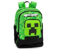 Mochila escolar compatible con Minecraft redonda 3 compartimentos cremallera para niños primaria media + kit bolígrafos y llavero silbato