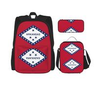 Mochila escolar con bandera del estado de Arkansas, bolsa de almuerzo, mochila de coche de 16.5 pulgadas para el regreso a clases