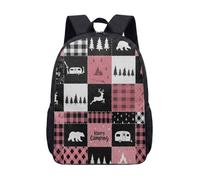 Mochila escolar con estampado de caballo bohemio para niños, estudiantes, adolescentes, patrón geométrico tribal, estilo étnico monocromático vintage, 17 pulgadas, 18, L, Minimalista