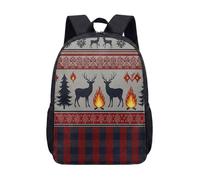 Mochila escolar con estampado de caballo bohemio para niños, estudiantes, adolescentes, patrón geométrico tribal, estilo étnico monocromático vintage, 17 pulgadas, 02., L, Minimalista