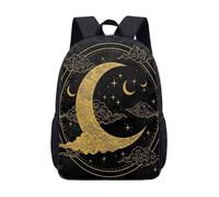 Mochila escolar con estampado de constelaciones de sol y luna mística de 17 pulgadas, cielo nocturno celestial, ilustración vintage, para niños y adolescentes, 08., L, Minimalista