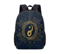 Mochila escolar con estampado de constelaciones de sol y luna mística de 17 pulgadas, cielo nocturno celestial, ilustración vintage, para niños y adolescentes, 09., L, Minimalista