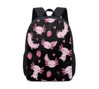 Mochila escolar con estampado de salamandra de fresa rosa para niñas, 17 pulgadas con corazones, 02., L, Minimalista