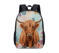 Mochila escolar con estampado de vaca de 17 pulgadas, diseño realista de animales para niños y estudiantes, 08., L, Minimalista
