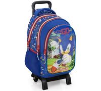 Mochila Escolar con Ruedas Niño para Sonic Fan - Carro Extraíble, Ergonómica 33x43x20 cm - Mochila Infantil para Educación Primaria (6-12 Años) y Viajes - Regalo Ideal