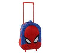 Mochila Escolar con Ruedas Spider-Man Niño - Trolley Infantil 3D en EVA Azul y Rojo, Asa Telescópica y Carro Integrado, Bolsillo Frontal y Lateral de Malla, Licencia Oficial, Vuelta al Cole