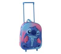 Mochila Escolar con Ruedas Stitch Niña - Trolley Infantil 3D en EVA Rosa y Azul, Asa Telescópica y Bolsillo de Malla Lateral, Licencia Oficial Disney, Ideal para Cole y Viajes