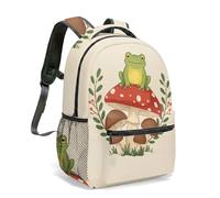 Mochila escolar de 16 pulgadas con estampado de seta de rana, diseño de bosque caprichoso, para niños, niñas, mujeres, laptop, 01., L, Casual