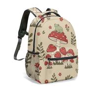 Mochila escolar de 16 pulgadas con estampado de seta de rana, diseño de bosque caprichoso, para niños, niñas, mujeres, laptop, 11, L, Casual