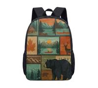 Mochila escolar de 17 pulgadas con diseño de oso del bosque, ciervo, flecha, para niños, rústico, caza, naturaleza, aventura, para estudiantes, 06., L, Minimalista