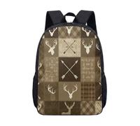 Mochila escolar de 17 pulgadas con diseño de oso del bosque, ciervo, flecha, para niños, rústico, caza, naturaleza, aventura, para estudiantes, 09., L, Minimalista