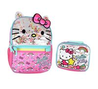 Mochila escolar de 2 piezas con dise o de Hello Kitty Glitter para ni as con lonchera t rmica desmontable.