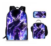 Mochila escolar de 3 piezas Solo Leveling, para niños, con caja de almuerzo, bolsa y estuche para bolígrafos, artículo para fans del anime, Stlye-11, 3set