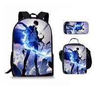 Mochila escolar de 3 piezas Solo Leveling, para niños, con caja de almuerzo, bolsa y estuche para bolígrafos, artículo para fans del anime, Stlye-6, 3set