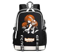 Mochila escolar de anime Haikyuu!! KARASUNO de tela Oxford negra con dibujos animados para fanáticos de manga Shoyo Hinata, regalo de cosplay, Negro 1, Talla única